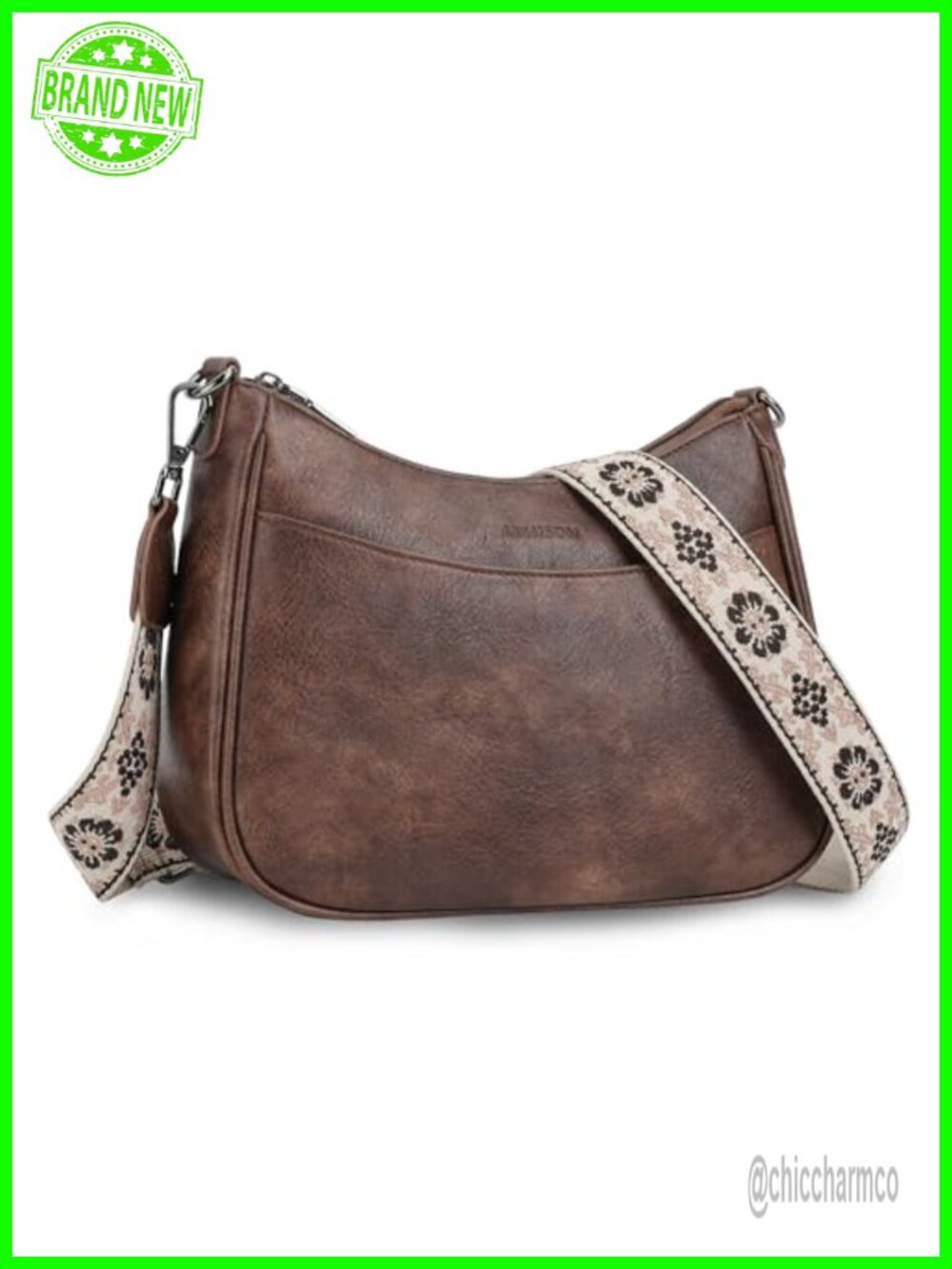Vegan Leather Crossbody Purse Adjustable Strap Shoulder Handbag
